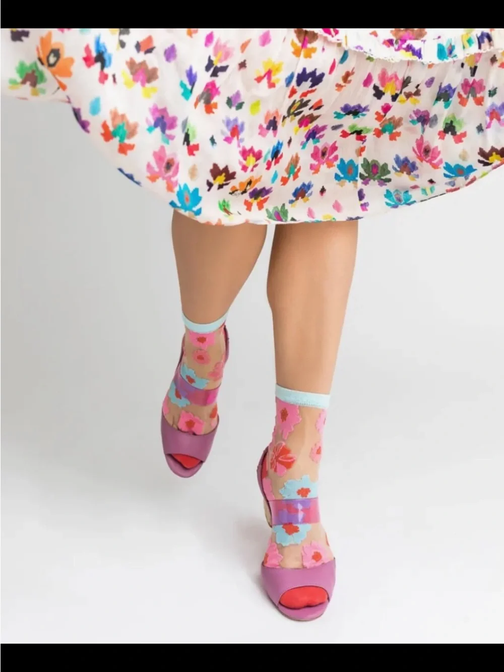 Sock Candy Ribbon Roses Sheer Ankle Sock. Price Firm.